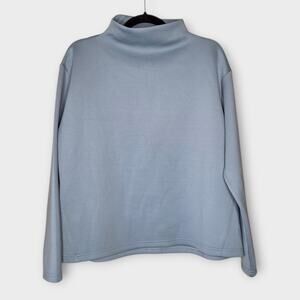 ADAY Womens Light Blue Like A Boss Mock Neck Pullover Med Stretchy Breathable
